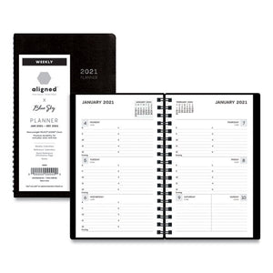 Aligned Weekly Contacts Planner, 6 X 3.5, Black, 2021