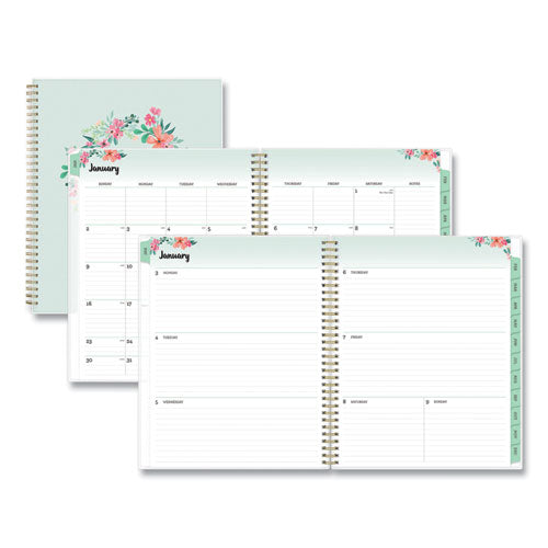 Frosted Weekly-monthly Planner, 11 X 8.5, Laurel, 2022