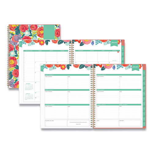 Day Designer Frosted Cover Weekly-monthly Planner, 11 X 8.5, Floral Sketch, 2022