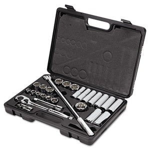 26-piece Mechanic's Tool Set, Sae, 1-2" Drive, 7-16" To 1 1-4", 6-point-12-point