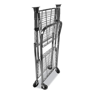 Stowaway Folding Carts, 2 Shelves, 35w X 37.25d X 22h, Black, 250 Lb Capacity