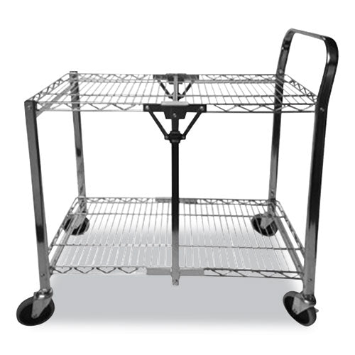 Stowaway Folding Carts, 2 Shelves, 35w X 37.25d X 22h, Black, 250 Lb Capacity