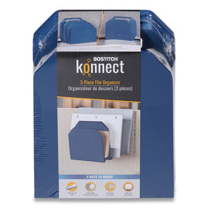 Konnect File Organizer, 3 Sections, Letter Size Files, 7.25 X 4 X 9.25, Blue