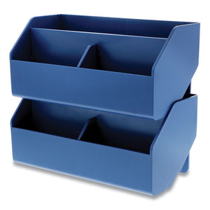 Konnect Desktop Organizer Storage Bin, Wide, 7.5" X 3.5" X 3.5", Blue