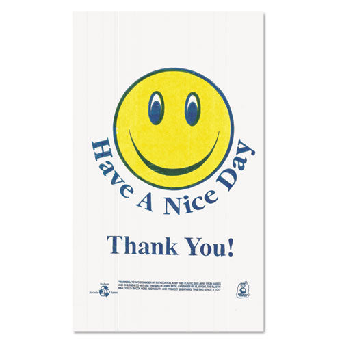 ESBPCT16SMILEY - Smiley Face Shopping Bags, 12.5 Microns, White, 900-carton