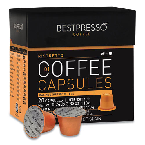 Nespresso Ristretto Italian Espresso Pods, Intensity: 11, 20-box
