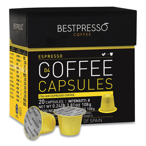 Nespresso Italian Espresso Pods, Intensity: 8, 20-box