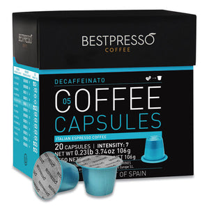 Nespresso Decaffeinato Italian Espresso Pods, Intensity: 7, 20-box