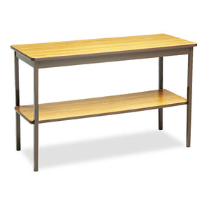 ESBRKUTS1848LQ - Utility Table With Bottom Shelf, Rectangular, 48w X 18d X 30h, Oak-brown
