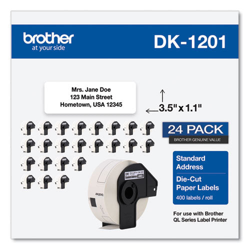 Die-cut Address Labels, 1.1 X 3.5, White, 400-roll, 24 Rolls-pack