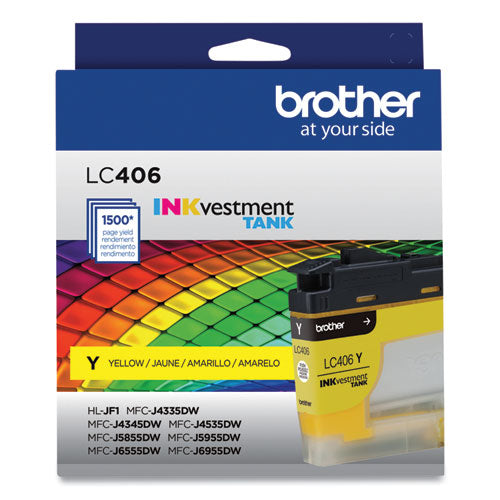 Lc406ys Inkvestment Ink, 1,500 Page-yield, Yellow