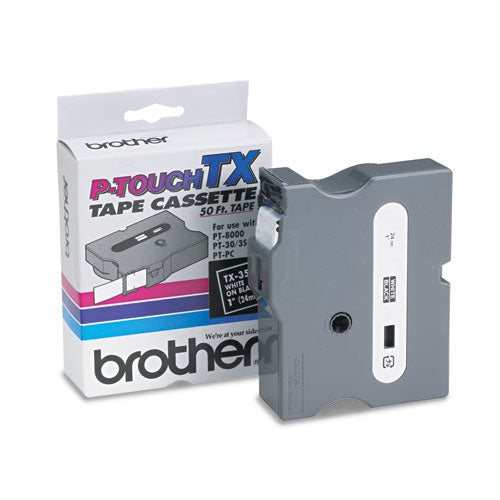 Tx Tape Cartridge For Pt-8000, Pt-pc, Pt-30-35, 0.94" X 50 Ft, White On Black