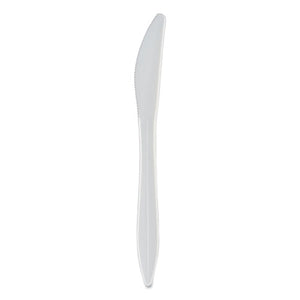 Mediumweight Polypropylene Cutlery, Knife, White, 1,000-carton