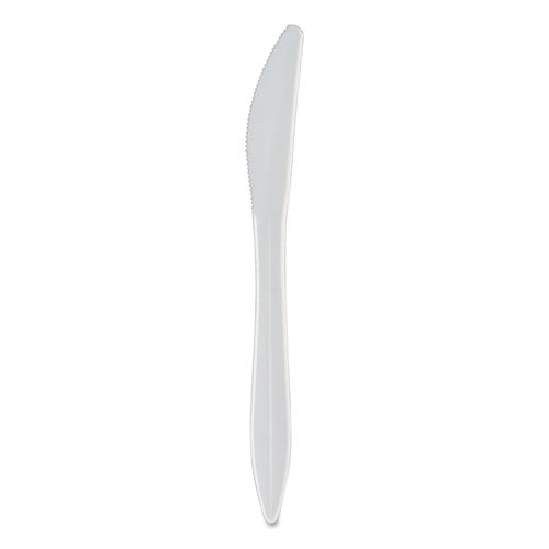 Mediumweight Polypropylene Cutlery, Knife, White, 1,000-carton