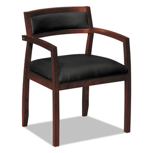ESBSXVL852NSB11 - TOPFLIGHT WOOD GUEST CHAIRS W-BLACK LEATHER SEAT-UPHOLSTERED BACK, MAHOGANY