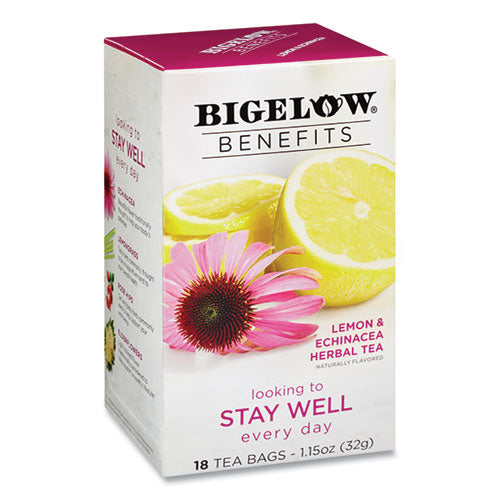 Benefits Lemon And Echinacea Herbal Tea Bags, 0.6 Oz Tea Bag, 18-box
