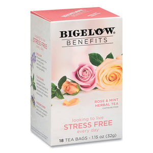 Benefits Rose & Mint Herbal Tea Bags, 0.6 Oz Tea Bag, 18-box