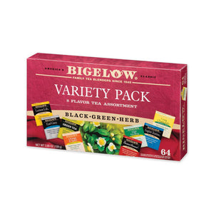 Variety Pack Assorted Tea Bags, Individually Wrapped, 64 Tea Bags-box