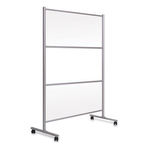 Protector Series Mobile Glass Panel Divider, 68.5 X 22 X 50, Clear-aluminum
