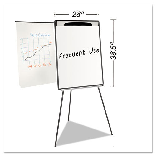 ESBVCEA23062119 - Magnetic Gold Ultra Dry Erase Tripod Easel W- Ext Arms, 32" To 72", Black-silver