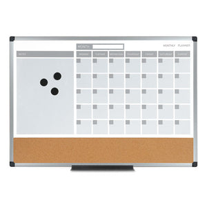 ESBVCMB0707186P - 3-In-1 Calendar Planner Dry Erase Board, 36 X 24, Silver Frame