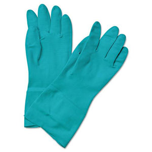 ESBWK183M - Flock-Lined Nitrile Gloves, Medium, Green, Dozen