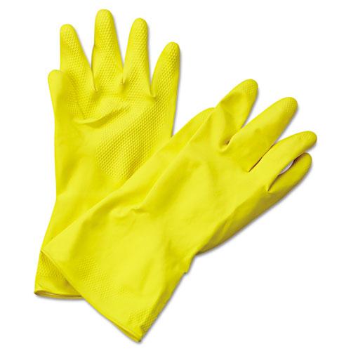 ESBWK242XL - Flock-Lined Latex Cleaning Gloves, X-Large, Yellow, 12 Pairs