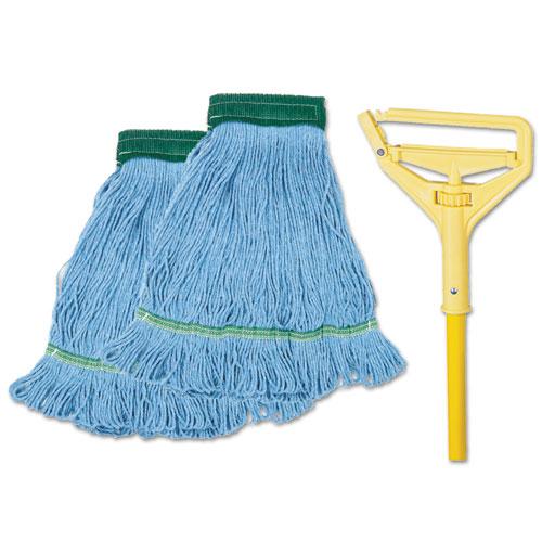 ESBWK400MBC - Looped-End Mop Kit, Medium, 60" Metal-polypropylene Handle, Blue-yellow