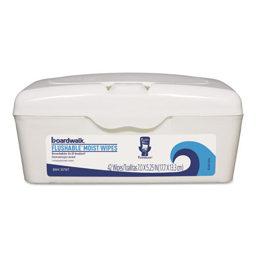 ESBWK457WT - Flushable Moist Wipes, 7 X 5 1-4, Fresh Scent, 42-tub, 12 Tubs-carton