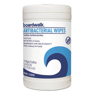 Antibacterial Wipes, 8 X 5 2-5, Fresh Scent, 75-canister