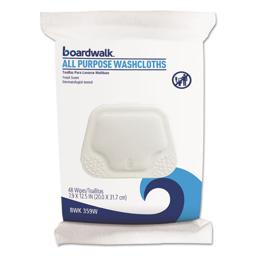 ESBWK459W - Premoistened Washcloths, 12 1-2 X 7 9-10, Fresh Scent, 48-pack, 6 Packs-carton