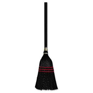 ESBWK951BP - Flag Tipped Poly Bristle Lobby Broom, 37-38" Length, Natural-black, 12-carton