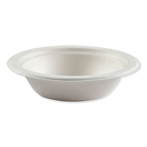 Bagasse Molded Fiber Dinnerware, Bowl, 6.25" Diameter, White, 1,000-carton