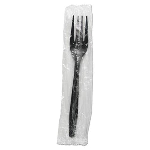 ESBWKFORKHWPPBIW - Heavyweight Wrapped Polypropylene Cutlery, Fork, Black, 1000-carton