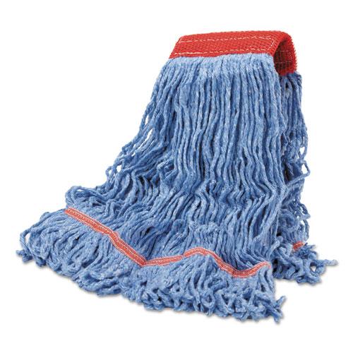 ESBWKLM30311L - Cotton Mop Heads, Cotton-synthetic, Large, Looped End, Wideband, Blue, 12-ct