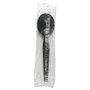 ESBWKSSHWPSBIW - Heavyweight Wrapped Polystyrene Cutlery, Soup Spoon, Black, 1000-carton