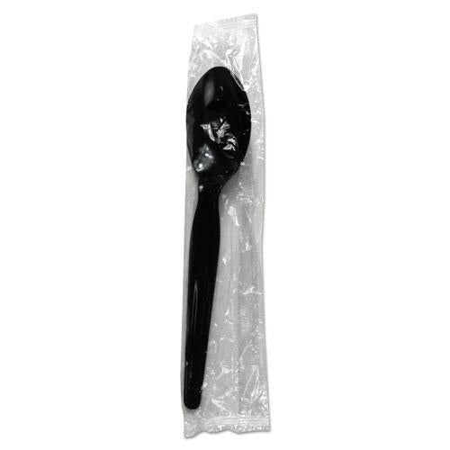ESBWKTSHWPSBIW - Heavyweight Wrapped Polystyrene Cutlery, Teaspoon, Black, 1000-carton
