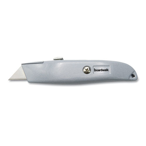 ESBWKUKNIFE45 - RETRACTABLE METAL UTILITY KNIFE, RETRACTABLE, STRAIGHT-EDGED, GRAY