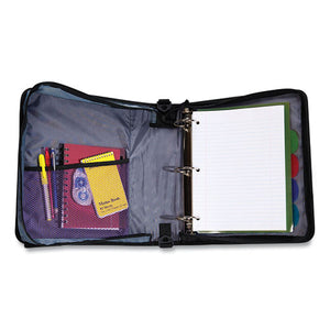 Sidekick Zipper Binder With Removable Expanding File, 3 Rings, 2" Capacity, 11 X 8.5, Blue-black Accents