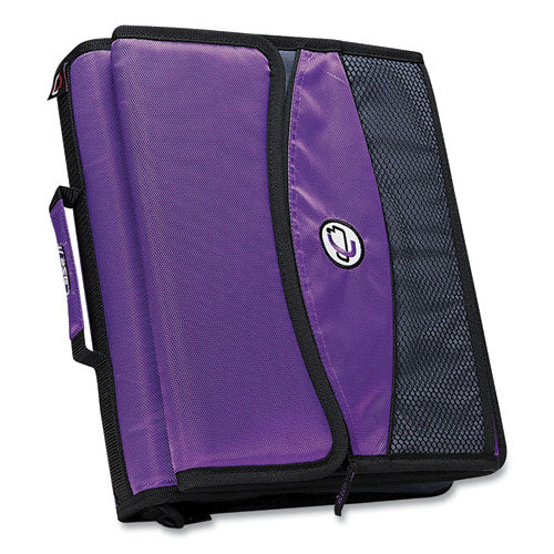 Sidekick Zipper Binder With Removable Expanding File, 3 Rings, 2" Capacity, 11 X 8.5, Purple-black Accents