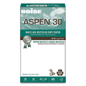 ESCAS054904 - ASPEN 30% RECYCLED MULTI-USE PAPER, 92 BRIGHT, 20LB, 8 1-2 X 14, WHITE, 5000-CT