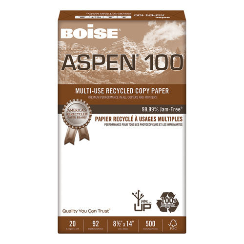 ESCAS054924 - Aspen 100% Multi-Use Recycled Paper, 92 Bright, 20lb, 8-1-2 X 14, White