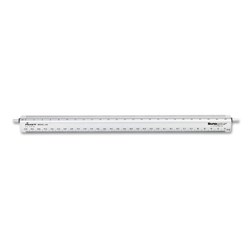 ESCHA240 - Adjustable Triangular Scale Aluminum Engineers Ruler, 12", Silver