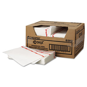 ESCHI8252 - Food Service Towels, 13 X 21, Cotton, White-red, 150-carton