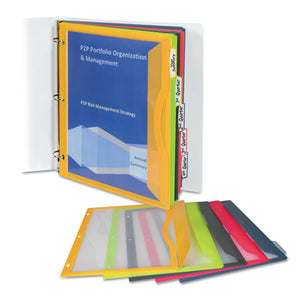 ESCLI06650 - Binder Pocket With Write-On Index Tabs, 9 11-16 X 11 3-16, Assorted, 5-set