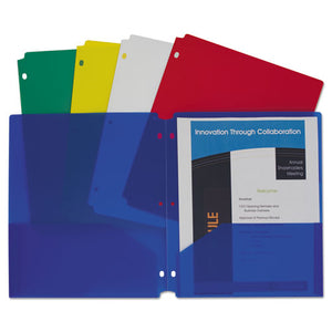 ESCLI32930 - Two-Pocket Heavyweight Poly Portfolio Folder, 3-Hole Punch, Letter, Asst, 10-pk