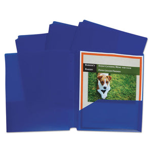ESCLI32935 - Two-Pocket Heavyweight Poly Portfolio Folder, 3-Hole Punch, Letter, Blue, 25-box
