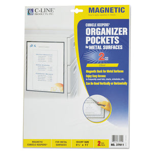 Magnetic Cubicle Keepers Display Holders, 9 13-64 X 11 11-16, Clear, 2-pack