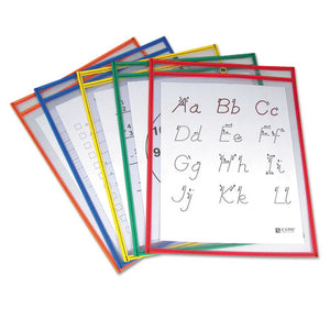 ESCLI40630 - Reusable Dry Erase Pockets, 9 X 12, Assorted Primary Colors, 5-pack
