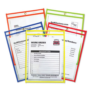 ESCLI43910 - Stitched Shop Ticket Holder, Neon, Assorted 5 Colors, 75", 9 X 12, 25-bx